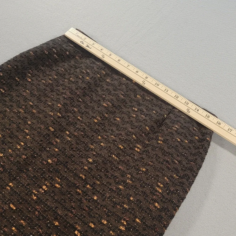 Doncaster Brown Tweed Skirt Suit Metallic Ruffle Silk Trim 2 Piece Women's 10